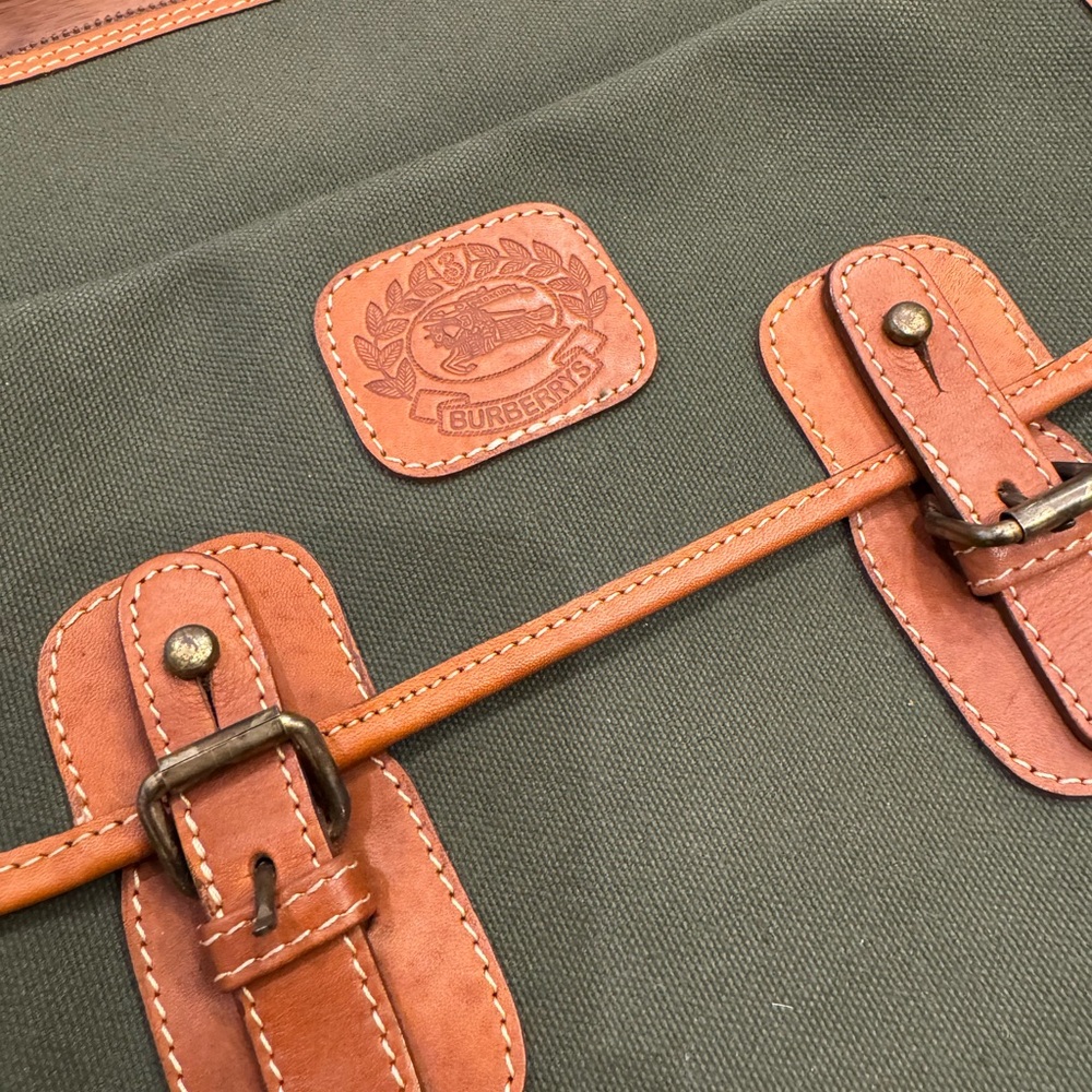 Vintage Burberry Canvas Crossbody Bag Green - Picture 2 of 8